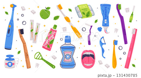 Oral Hygiene and Dental Object and Element Vector Set 131430785