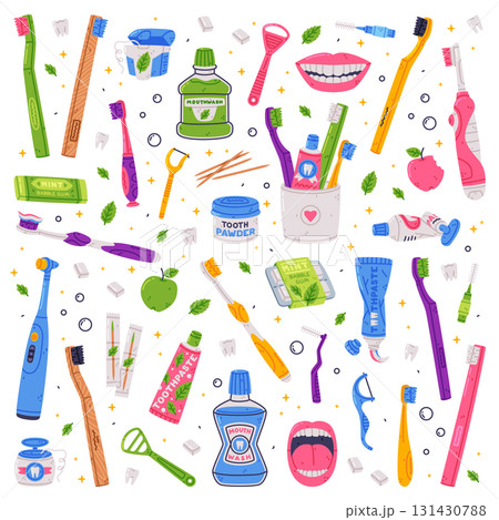 Oral Hygiene and Dental Object and Element Vector Set 131430788