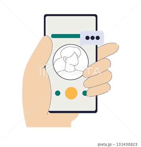 Hand Holding Smartphone Use Internet and Modern Gadget Vector Illustration 131430823