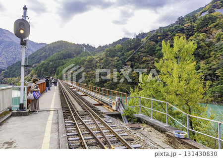 静岡県　奥大井湖上駅・秋景色 131430830