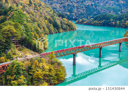 静岡県　奥大井湖上駅・秋景色 131430844