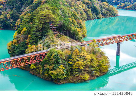 静岡県　奥大井湖上駅・秋景色 131430849