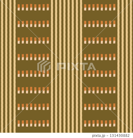 Abstract geometric vector seamless pattern. Modern minimal design with hand drawn vertical stripes on warm olive green muted background. Retro autumn repeat tile for fabric, print, wallpaper, textile 131430882