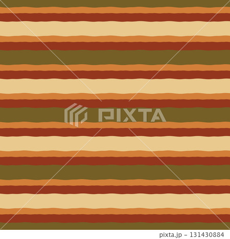 Wavy stripes vector seamless pattern. Modern minimal repeat design with hand drawn wobbly stripes in earthy brown and olive green colors. Geometric autumn mood background. Simple retro striped tile Wavy stripes vector seamless pattern. Modern minimal repeat design with hand drawn wobbly stripes in earthy brown and olive green colors. Geometric autumn mood background. Simple retro striped tile 131430884