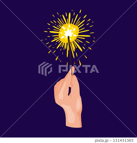 Hand holding a sparkling Diwali firework Illustration Hand holding a sparkling Diwali firework Illustration 131431365