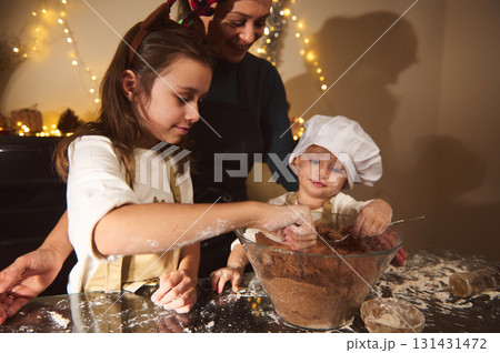 Family Christmas Baking With Mom And Kids: Gingerbread House Fun Family Christmas Baking With Mom And Kids: Gingerbread House Fun 131431472