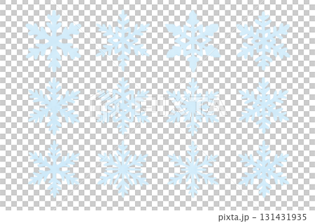 Transparent light blue snowflake set 131431935