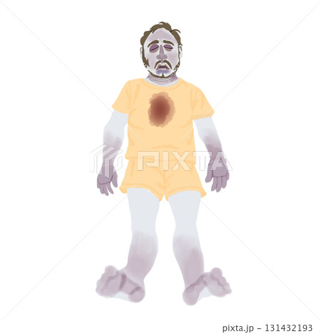 出血性ショック患者の全身イラスト（チアノーゼ・顔面蒼白） 131432193