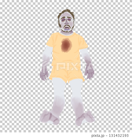 出血性ショック患者の全身イラスト（チアノーゼ・顔面蒼白） 131432193