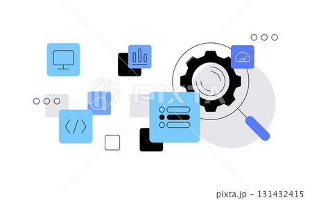 Data and research. Abstract flat illustration. Web banner 131432415