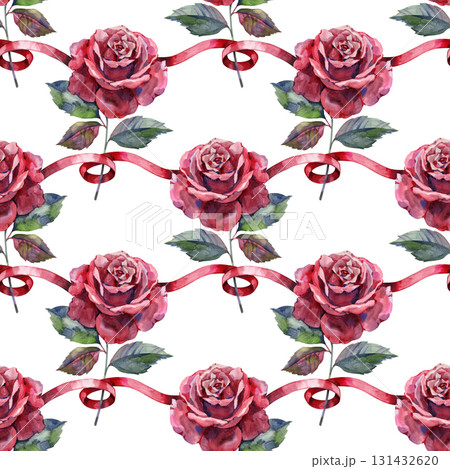 Seamless pattern with watercolor roses. Hand drawn illustration Seamless pattern with watercolor roses. Hand drawn illustration 131432620