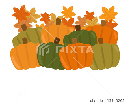 かぼちゃと紅葉 フレーム イラスト かぼちゃと紅葉 フレーム イラスト 131432634