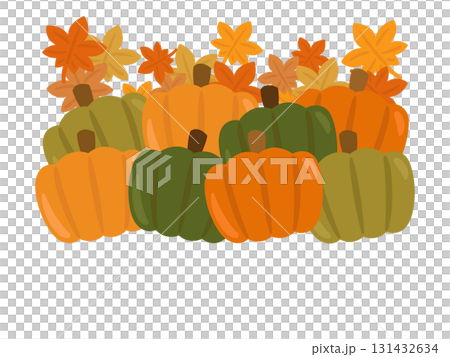 かぼちゃと紅葉 フレーム イラスト かぼちゃと紅葉 フレーム イラスト 131432634