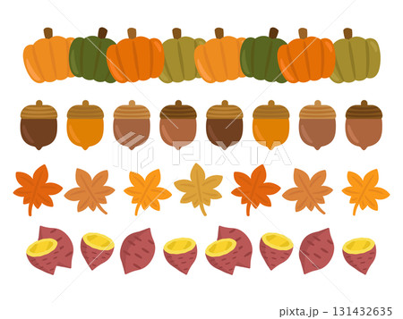 秋の装飾　ライン　イラストセット 131432635