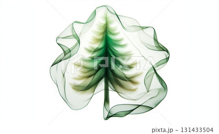 Abstract pine tree represented by soft silk floating gently in the background. Christmas time 131433504
