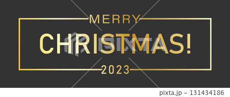 MERRY CHRISTMAS greeting inscription for postcard, cover, banner, poster and theme design 131434186
