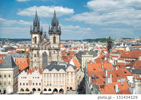 The church of our Lady Before Tyn dominating the old town square in prague The church of our Lady Before Tyn dominating the old town square in prague 131434329