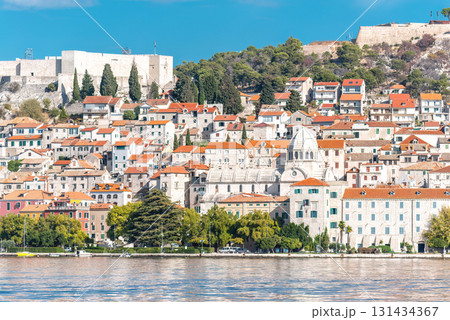 Sibenik cityscape with old town buildings and sea. Croatia Sibenik cityscape with old town buildings and sea. Croatia 131434367