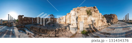 Salamis ancient city ruins showing stone statues and historic columns. Famagusta District, Cyprus Salamis ancient city ruins showing stone statues and historic columns. Famagusta District, Cyprus 131434376