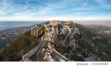 Buffavento Castle ruins historic mountain landscape panorama. Cyprus Buffavento Castle ruins historic mountain landscape panorama. Cyprus 131434384