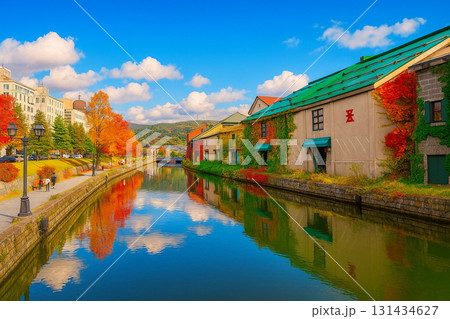 倉庫街　小樽運河　紅葉 131434627