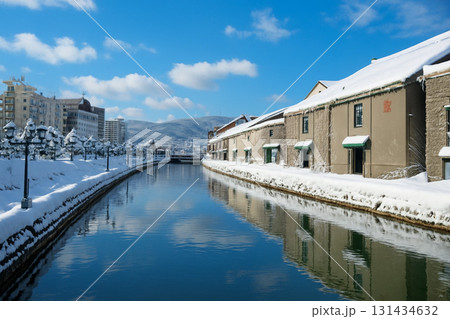 倉庫街 小樽運河 雪景色 倉庫街 小樽運河 雪景色 131434632