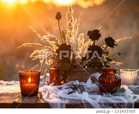 夕暮れの野外ゴシックディスプレイ 131435505