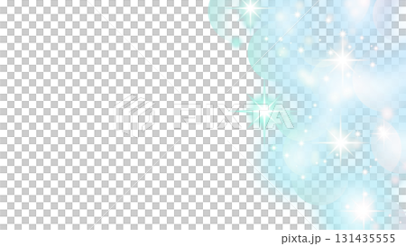 透明背景の青いグラデーションと輝く星のライト 131435555