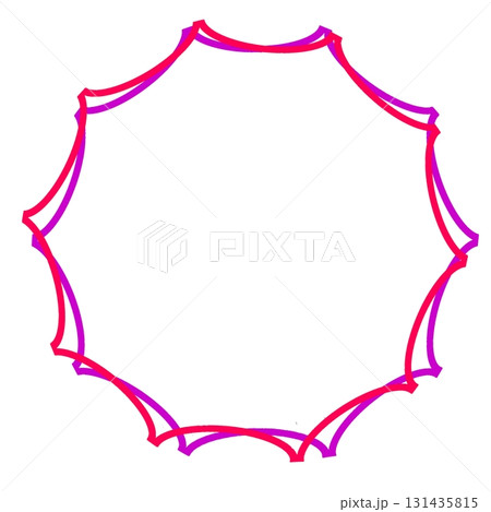飾り枠として使える10角形2重線フレーム_ピンクと紫のシンプル図形イラスト 飾り枠として使える10角形2重線フレーム_ピンクと紫のシンプル図形イラスト 131435815