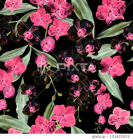 Beautiful seamless pattern in inversion with orchid flowers. 131435853