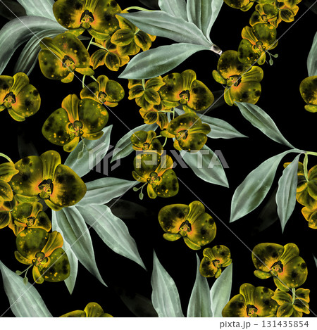 Beautiful seamless pattern in inversion with orchid flowers. Beautiful seamless pattern in inversion with orchid flowers. 131435854