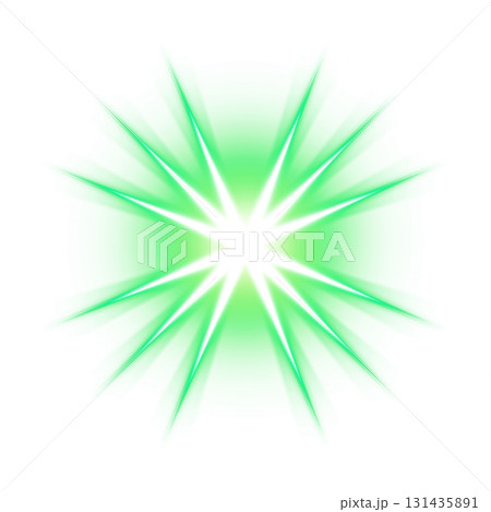 透明背景の緑色に輝くスター型バースト 131435891
