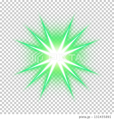 透明背景の緑色に輝くスター型バースト 131435891