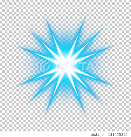 透明背景の青色に放射する光のバースト 131435893