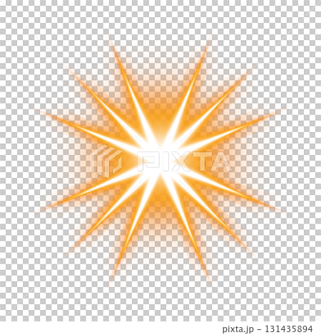 Orange glowing light burst on transparency background 131435894