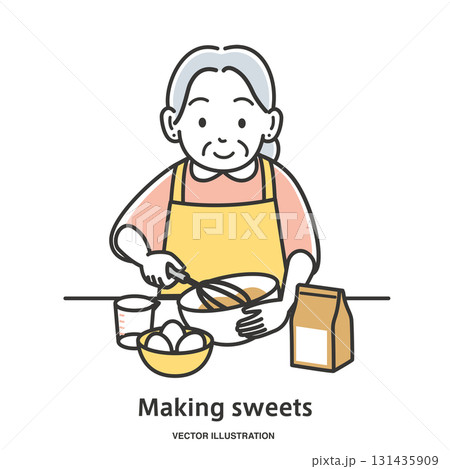 お菓子作りをする年配の女性 131435909