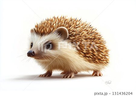 Adorable hedgehog portrait with spikes in a cute animal illustration for wildlife art enthusiasts 131436204