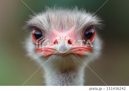 Ostrich bird wildlife animal nature with striking feathers and expressive eyes portrait Ostrich bird wildlife animal nature with striking feathers and expressive eyes portrait 131436242