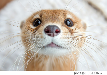 Cute otter with whiskers and nose in a wildlife closeup, showcasing animal nature and fur Cute otter with whiskers and nose in a wildlife closeup, showcasing animal nature and fur 131436378