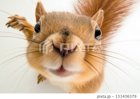 Adorable squirrel with whiskers and fur in a cute animal wildlife closeup portrait Adorable squirrel with whiskers and fur in a cute animal wildlife closeup portrait 131436379