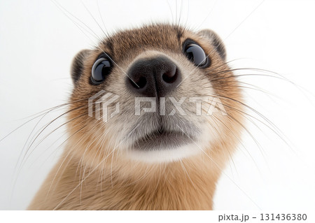 Adorable animal portrait showcasing nature, curiosity, and closeup details with whiskers and fur. Adorable animal portrait showcasing nature, curiosity, and closeup details with whiskers and fur. 131436380