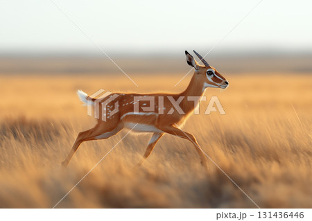 Beautiful antelope in the wild grasslands, captured at golden hour with serene nature Beautiful antelope in the wild grasslands, captured at golden hour with serene nature 131436446