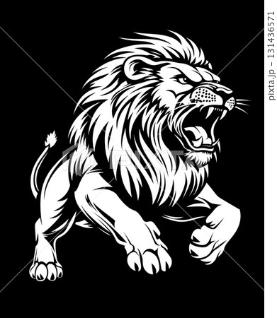 Roaring Lion in the Safari: A Majestic Wildlife Symbol with a Powerful Mane Roaring Lion in the Safari: A Majestic Wildlife Symbol with a Powerful Mane 131436571