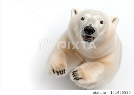 Polar bear wildlife animal in Arctic snow with cute fur and predator features captured in portrait Polar bear wildlife animal in Arctic snow with cute fur and predator features captured in portrait 131436580