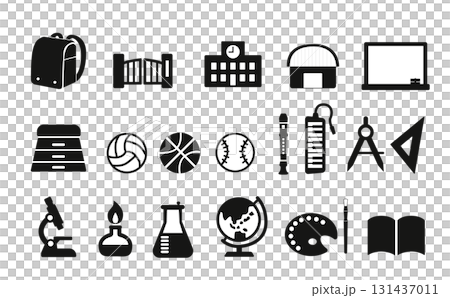 學校主題剪影圖示集（黑色） 131437011
