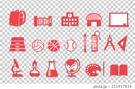 學校主題剪影圖示集(紅色) 學校主題剪影圖示集(紅色) 131437014