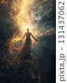 female figure surrounded by glowing light female figure surrounded by glowing light 131437062