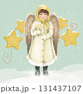 little Angel girl in winter clothes 131437107