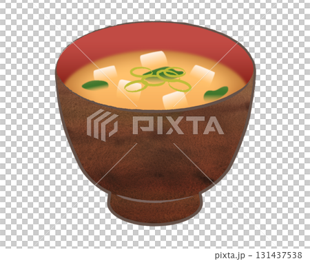 使用模擬水彩紋理的味噌湯插圖 131437538