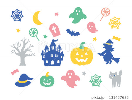 ハロウィンのかわいいアイコンのセット_色 ハロウィンのかわいいアイコンのセット_色 131437683